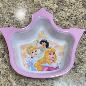 Disney Princess Cinderella Jasmine Aurora Sleeping Beauty Crown Melamine Bowl.